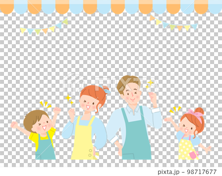 家族で楽しく料理をするイメージイラスト素材 98717677