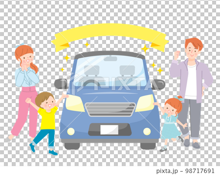 有車有笑的一家四口矢量圖素材 98717691