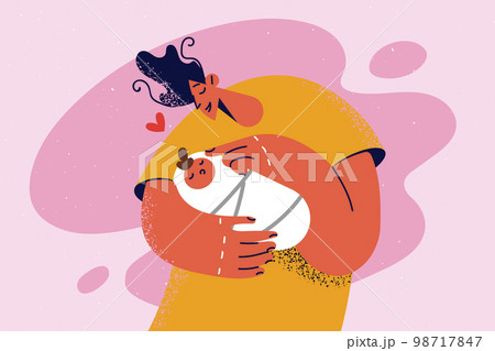 Smiling father with newborn baby  98717847