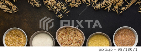 Grain cereals in bowls Grain cereals in bowls 98718071