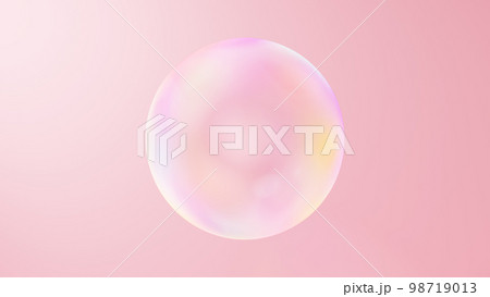 ピンク色の背景に複数のシャボン玉。背景素材。 ピンク色の背景に複数のシャボン玉。背景素材。 98719013