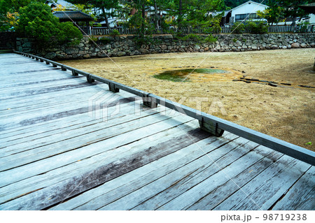 【世界遺産　嚴島神社】【安芸国一宮】干潮時に姿を現す鏡の池　広島県廿日市市 98719238