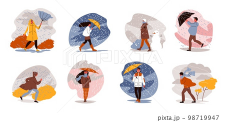 Rain Umbrellas Compositions Set 98719947
