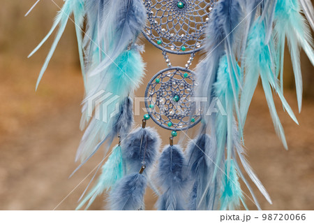 Handmade dream catcher with feathers threads and beads rope hanging Handmade dream catcher with feathers threads and beads rope hanging 98720066