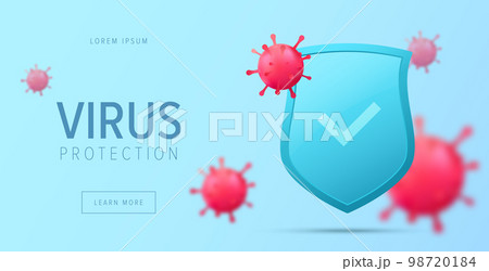 Virus protection concept. Security shield for virus protection. Virus protection concept. Security shield for virus protection. 98720184