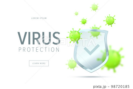 Virus protection concept. Security shield for virus protection. 98720185