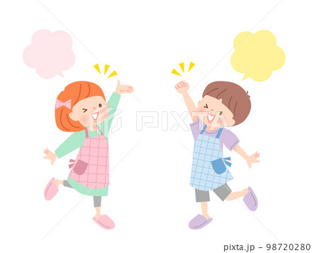 エプロン姿の子供達のイラスト素材 エプロン姿の子供達のイラスト素材 98720280