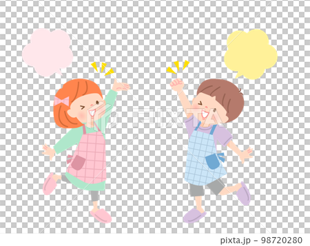 エプロン姿の子供達のイラスト素材 エプロン姿の子供達のイラスト素材 98720280