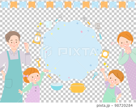 家族で楽しく料理をするイメージイラスト素材 98720284
