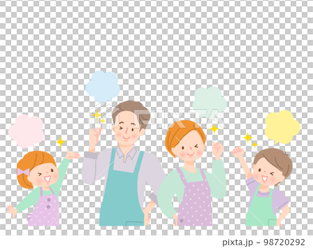 與家人一起享受烹飪的圖像插圖材料 98720292