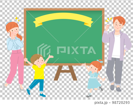 オシャレな家族と黒板のイラスト 98720293