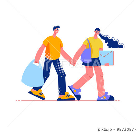 Shopping Together Flat Composition Shopping Together Flat Composition 98720877