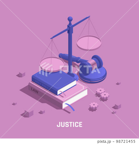 Law Justice Isometric Colored Composition 98721455