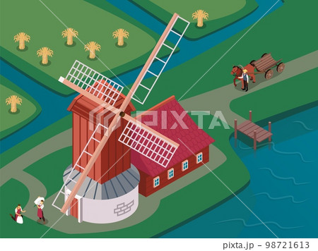 Windmills Isometric Composition Windmills Isometric Composition 98721613