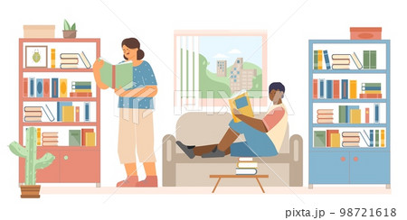 Home Library Flat Composition Home Library Flat Composition 98721618
