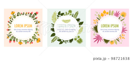 Frame Plants Flat Icon Set 98721638