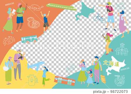 日本の北海道のグルメ観光を楽しむ人物とアイコンセット 98722073