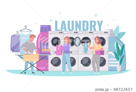 Laundromat Cartoon Illustration 98722657