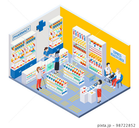 Isometric Pharmacy Interior 98722852