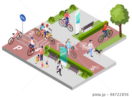 City Cycling Isometric Composition 98722856