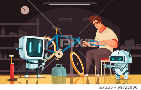 Futuristic Robots Vector Illustration 98722900