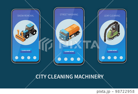 City Cleaning Machinery Isometric Set 98722958