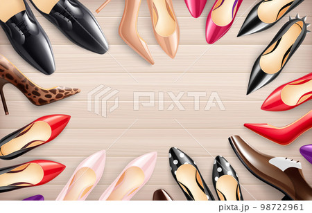 Women Shoes Realistic Background Women Shoes Realistic Background 98722961