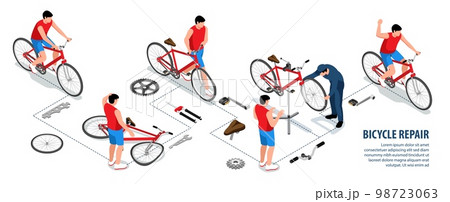 bBicycle Repair Isometric Infographics 98723063