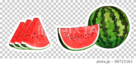 Illustration material of watermelon with white border Illustration material of watermelon with white border 98723161