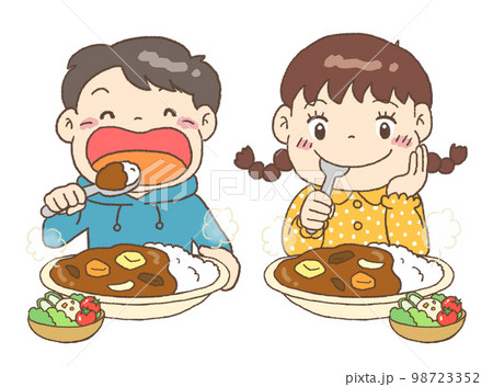 カレーを食べる子供たち カレーを食べる子供たち 98723352