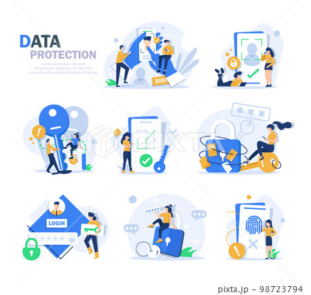 Data protection vector illustration. Cartoon flat smartphone with lock on screen, internet security service for social media privacy information, secure payment with password protection landing page Data protection vector illustration. Cartoon flat smartphone with lock on screen, internet security service for social media privacy information, secure payment with password protection landing page 98723794