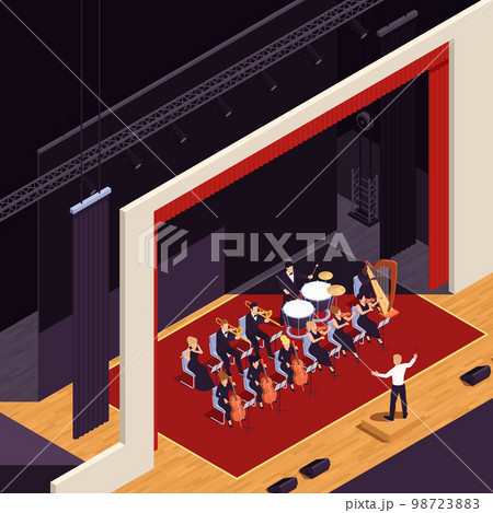 Theatre Performance Isometric Background Theatre Performance Isometric Background 98723883