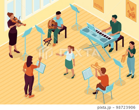 Musician Education Isometric Composition 98723906