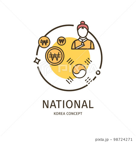 Korea Travel and Tourism Thin Line Icon National Concept. Vector 98724271
