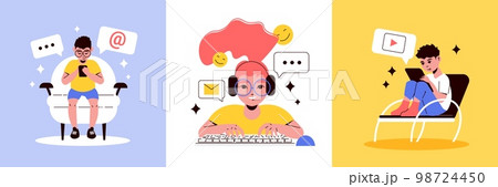 Children Gadget Addiction Design Concept Children Gadget Addiction Design Concept 98724450