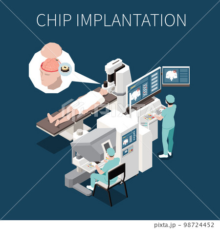 Chip Implantation Isometric Background Chip Implantation Isometric Background 98724452