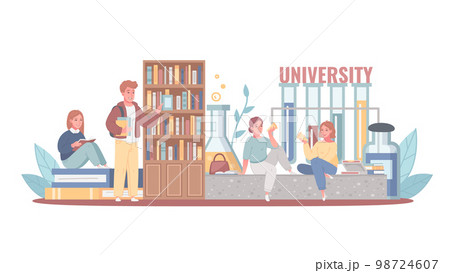 College University Cartoon Concept College University Cartoon Concept 98724607
