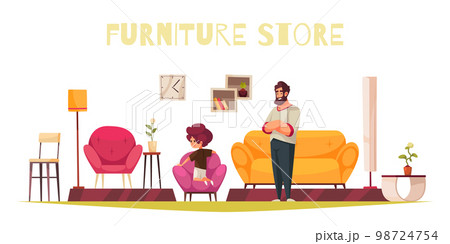 Furniture Store Cartoon Composition Furniture Store Cartoon Composition 98724754