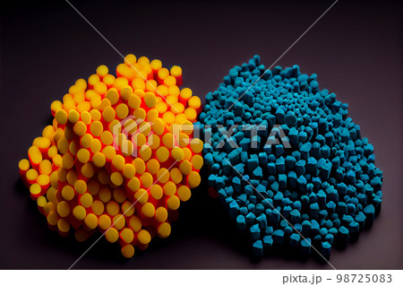 Crushed plastic granules for recycling. Plastic crusher. Recycled plastic with mixed colors. The concept of recycled plastic used 98725083