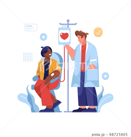 Blood donation for transfusion. Donor vector image 98725605