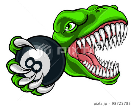 Dinosaur Angry Pool Ball Billiards Mascot Cartoon Dinosaur Angry Pool Ball Billiards Mascot Cartoon 98725782