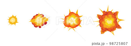 Explosion animation. Red fire flare storyboard with flame movement 98725807