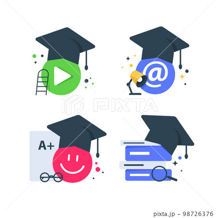 graduation icon,online academy,Education concept,flat design icon vector illustration 98726376