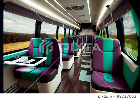Empty Business bus Interior on road. Empty Business bus Interior on road. 98727052