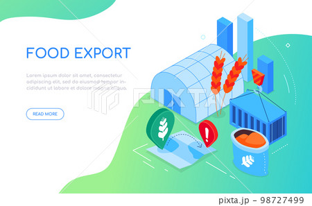 Food export - modern colorful isometric web banner Food export - modern colorful isometric web banner 98727499