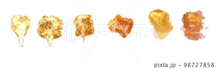 Set of Fireball explosion with sparks and smoke on transparent background. 98727858