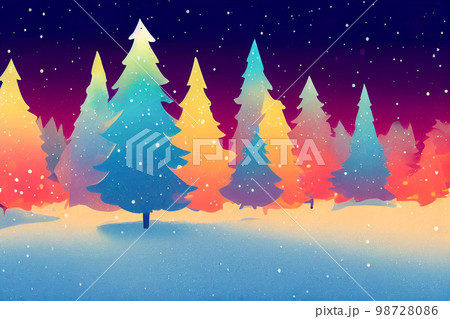 Illustrative image of colorful Christmas trees 98728086