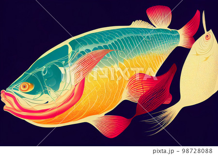 Color illustration of a fish 98728088