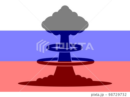 Nuclear Explosion with Russian flag. Concept of war 98729732