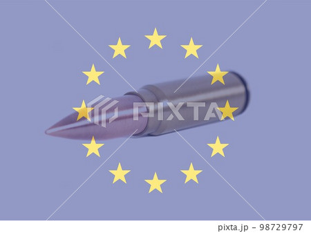 Bullet with Europe union flag.Concept of Criminal and crime Bullet with Europe union flag.Concept of Criminal and crime 98729797